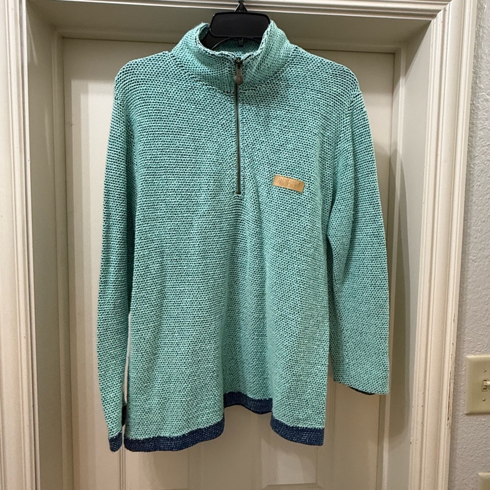 Jadelynn Brooke Turquoise Half-Zip Sweater
